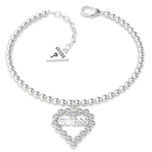 Guess Ocelový kuličkový náramek se srdíčkem UBB70086 21 cm