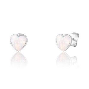JVD Jemné stříbrné náušnice se syntetickými opály Srdíčka SVLE1013XF6O100