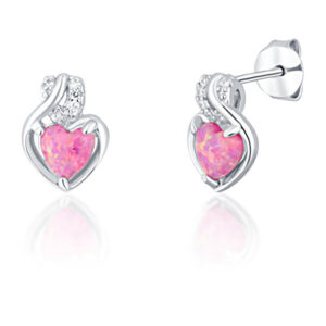 JVD Něžné stříbrné náušnice s růžovými syntetickými opály SVLE0414SH2O400