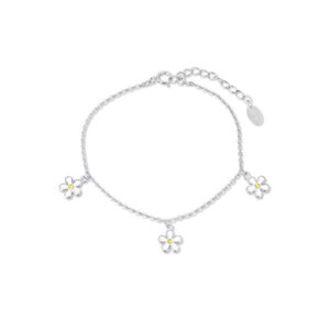 JVD Stříbrný náramek s přívěsky kytiček SVLB0438SH2SM16