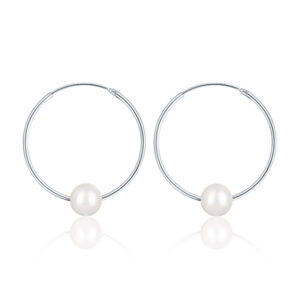 JwL Luxury Pearls Stříbrné náušnice kruhy s pravými bílými perlami JL0633