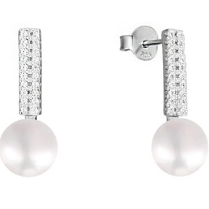JwL Luxury Pearls Stříbrné náušnice s perlou a zirkony JL0587