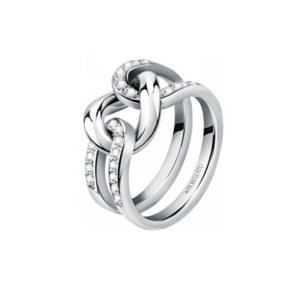 Morellato Dvojitý ocelový prsten s krystaly Unica SATS06 58 mm