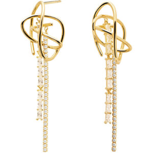 PDPAOLA Luxusní pozlacené náušnice s řetízky AISHA Gold AR01-111-U