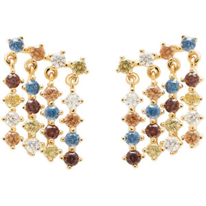 PDPAOLA Pozlacené řetízkové náušnice ze stříbra se zirkony WILLOW Gold AR01-293-U