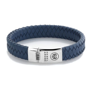 Rebel&Rose Modrý kožený náramek Braided Flat 925 Blue RR-L0130-S 19 cm - L