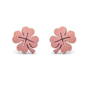 Vuch Slušivé bronzové náušnice Čtyřlístek Rose Gold Little Luck