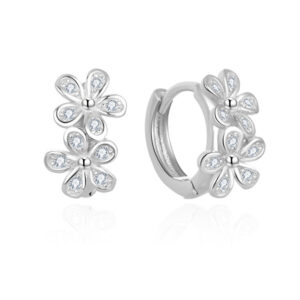 Beneto Květinové kruhové náušnice se zirkony AGUC2622