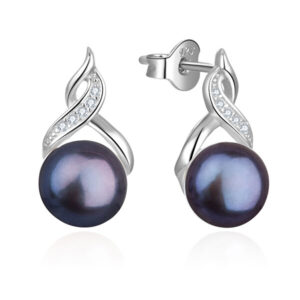 Beneto Luxusní náušnice s pravými tmavými perlami AGUP2616P-BLACK
