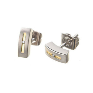 Boccia Titanium Pozlacené titanové náušnice s diamantem 0515-01