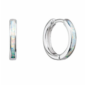 Evolution Group Půvabné kruhové náušnice s bílými syntetickými opály 11403.1