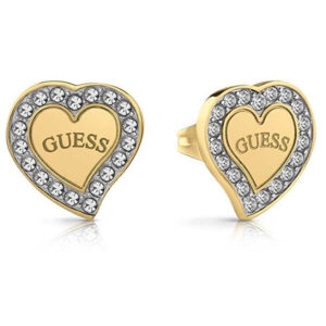 Guess Srdíčkové náušnice s čirými krystaly UBE78055