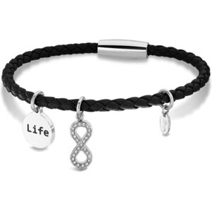 Lotus Style Černý kožený náramek Nekonečno LS2020-2/5