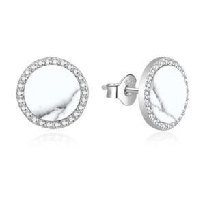 MOISS Originální stříbrné náušnice s bílým mramorem E0002341