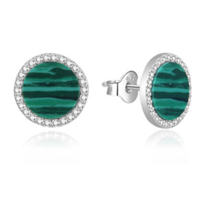 MOISS Originální stříbrné náušnice se zeleným mramorem E0002342