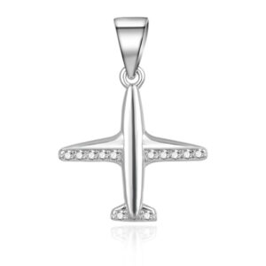MOISS Stříbrný přívěsek Letadlo se zirkony P0001091