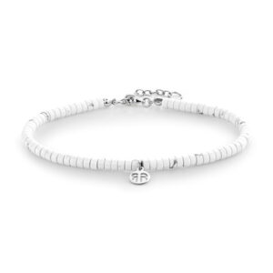 Rebel&Rose Bílý korálkový náramek na nohu Anklet Slices Virgin White RR-AK006-S 22