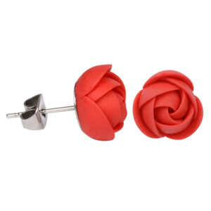 Troli Červené náušnice puzetky menší kytičky