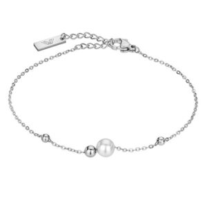 Victoria Walls Slušivý ocelový náramek s perličkou VB1098S