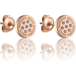 Victoria Walls Třpytivé bronzové náušnice pecky s krystaly VE1114R