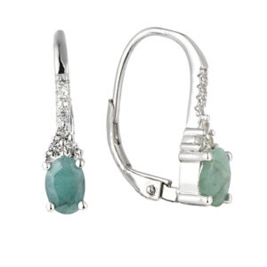 Brilio Silver Elegantní stříbrné visací náušnice se smaragdy Precious Stone SEC2747H