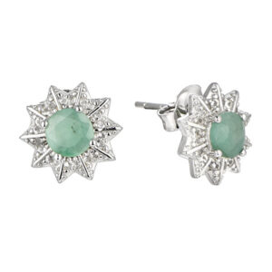 Brilio Silver Půvabné stříbrné náušnice se smaragdy Precious Stone ME04998H