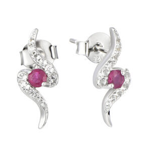 Brilio Silver Slušivé stříbrné náušnice s rubíny Precious Stone SE09091C