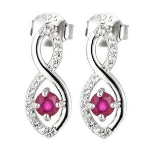 Brilio Silver Třpytivé stříbrné visací náušnice s rubíny Precious Stone SE09089C