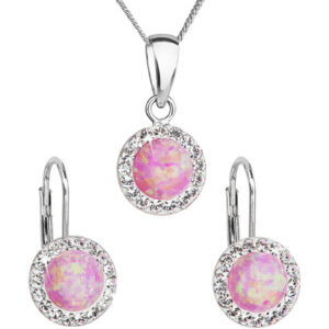 Evolution Group Třpytivá souprava šperků s krystaly Preciosa 39160.1 & light rose s.opal (náušnice