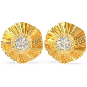 Guess Třpytivé pozlacené náušnice s krystaly Plisse UBE70063