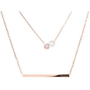 JwL Luxury Pearls Vrstvený ocelový náhrdelník s pravou perlou a krystalem JL0478CH
