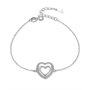 MOISS Romantický stříbrný náramek se srdíčkem B0000895