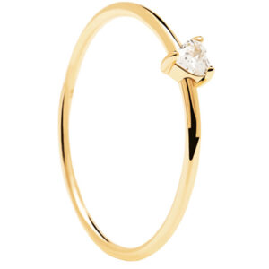PDPAOLA Minimalistický pozlacený prsten se srdíčkem White Heart Gold AN01-223 56 mm