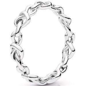 Pandora Stříbrný prsten Propletená srdce 198018 48 mm