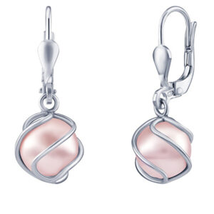 Silvego Stříbrné náušnice s růžovou Swarovski® Perlou SILVEGOB31644SWP