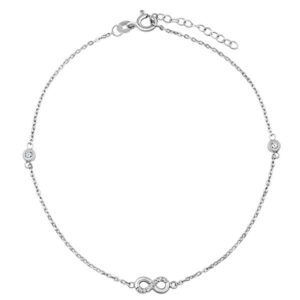 Silvego Stříbrný řetízek na nohu Abigail s infinity a Brilliance Zirconia ZT2101112A
