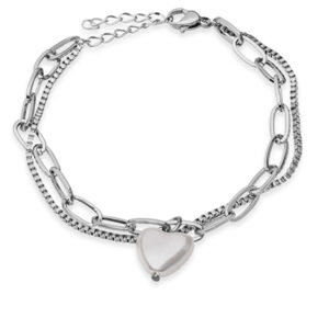 Troli Dvojitý ocelový náramek s perlou VEDB0538G