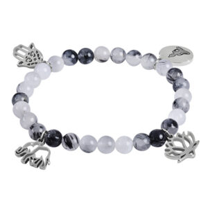 Troli Korálkový náramek z rutilovaného křemene s indickými přívěsky 20 cm