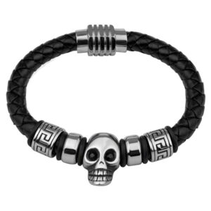 Troli Módní kožený náramek s lebkou 19 cm