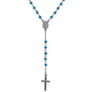 Amen Originální stříbrný náhrdelník s modrými krystaly Rosary CRONBL4