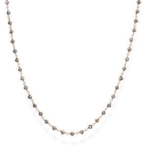 Amen Pozlacený náhrdelník s kouřovými krystaly Romance CLRF45