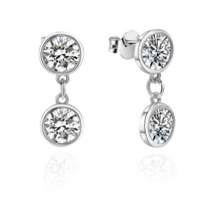 Beneto Blýštivé stříbrné náušnice se zirkony TAGUP2715