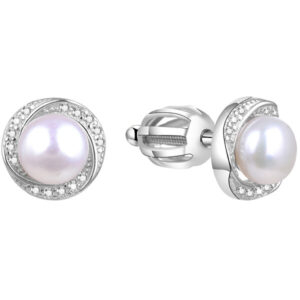 Beneto Stříbrné náušnice s pravou perlou TAGUP1585PS
