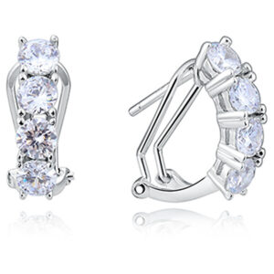 Beneto Stylové stříbrné náušnice s čirými zirkony AGUC2250