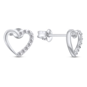 Brilio Něžné náušnice z bílého zlata Srdíčka EA298WAU