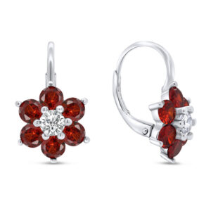 Brilio Silver Něžné stříbrné náušnice s červenými zirkony Kytičky EA307WR
