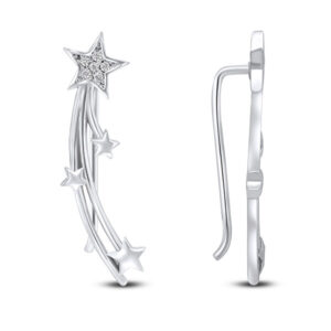 Brilio Silver Půvabné podélné stříbrné náušnice se zirkony EA86W