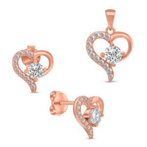 Brilio Silver Romantický bronzový set šperků Srdíčka SET219R (přívěsek