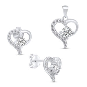 Brilio Silver Romantický set šperků Srdíčka SET219W (přívěsek