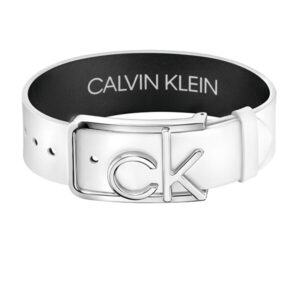 Calvin Klein Bílý kožený náramek Buckle KJDTWB090100